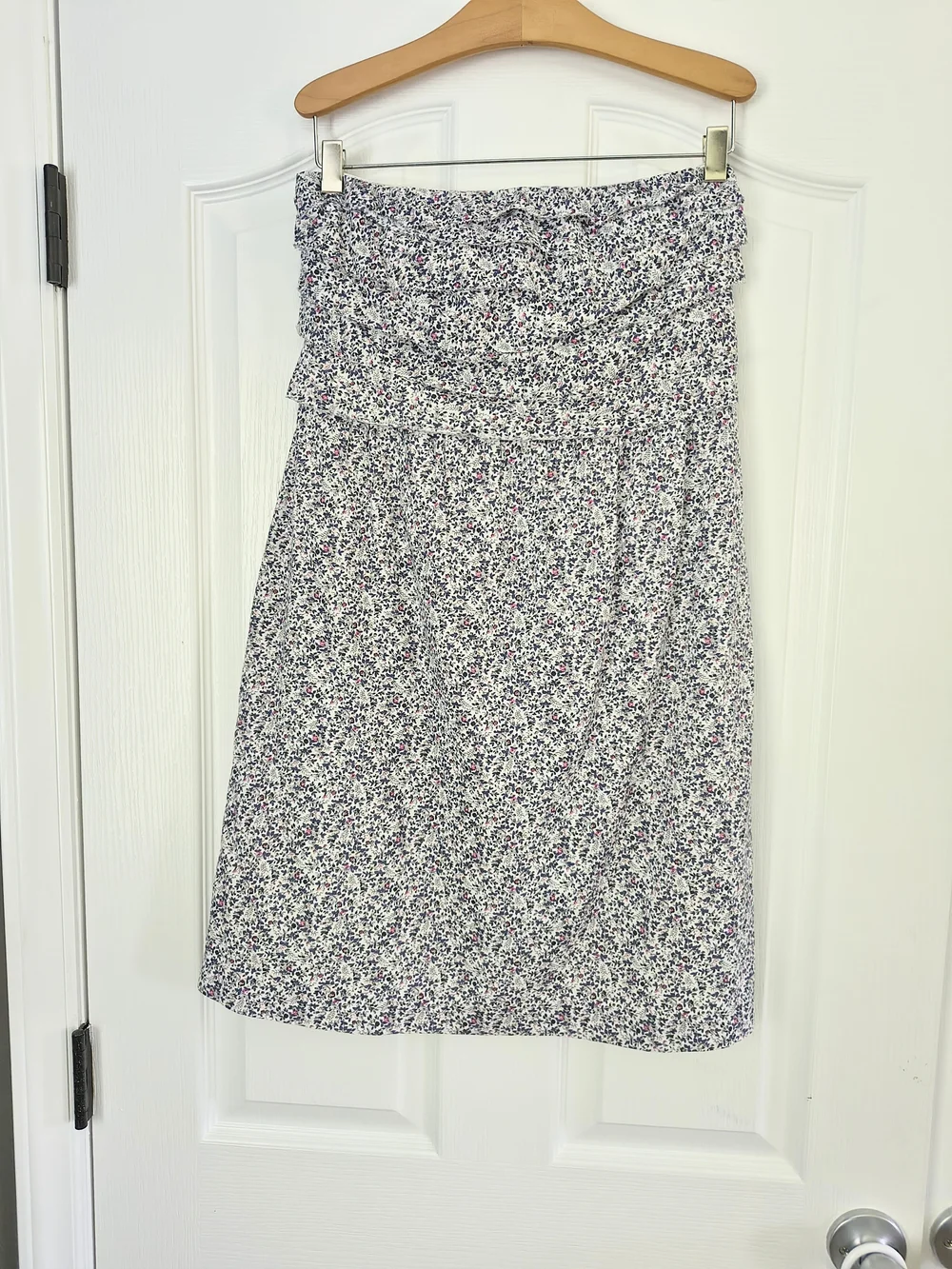 J. Crew White Mini Dress with Navy & Pink Floral Print